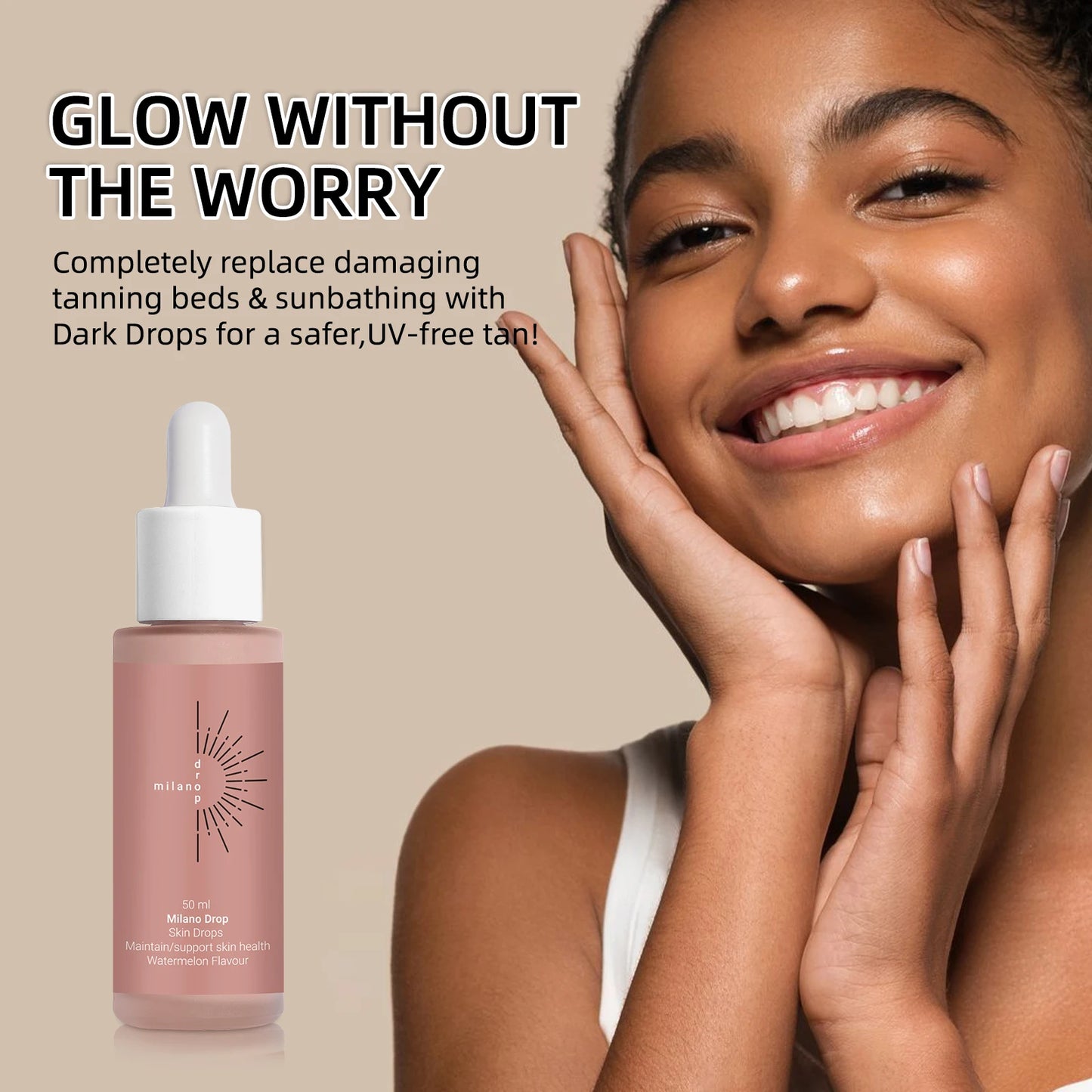 2PCS Self Tanning Drops Enhance Skin Melanin Liquid Bronzer Natural Tanner for Body Face Preventing Sunburn Sunless Tanning