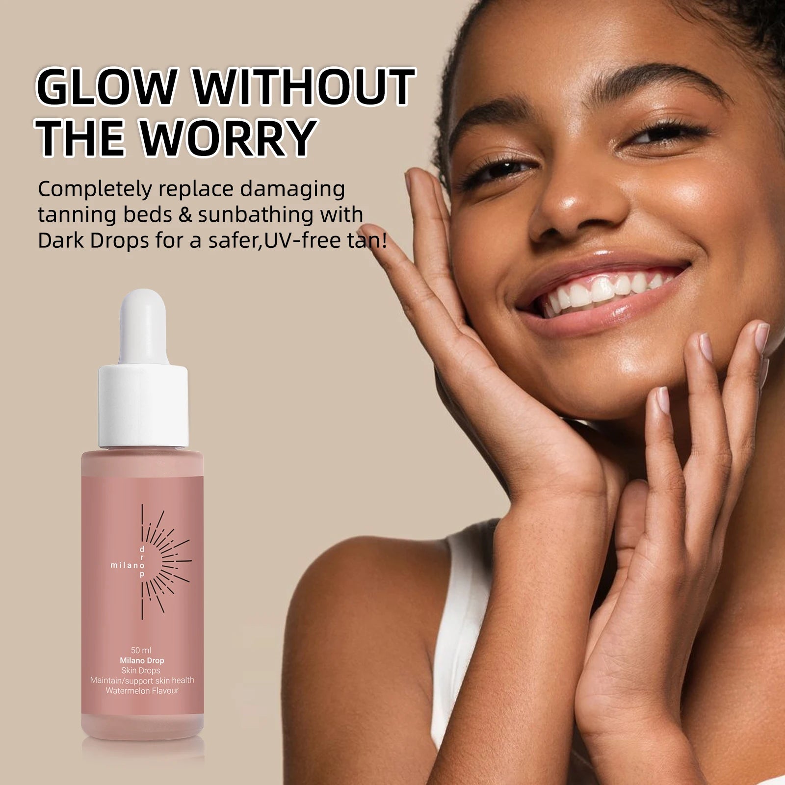 2PCS Self Tanning Drops Enhance Skin Melanin Liquid Bronzer Natural Tanner for Body Face Preventing Sunburn Sunless Tanning