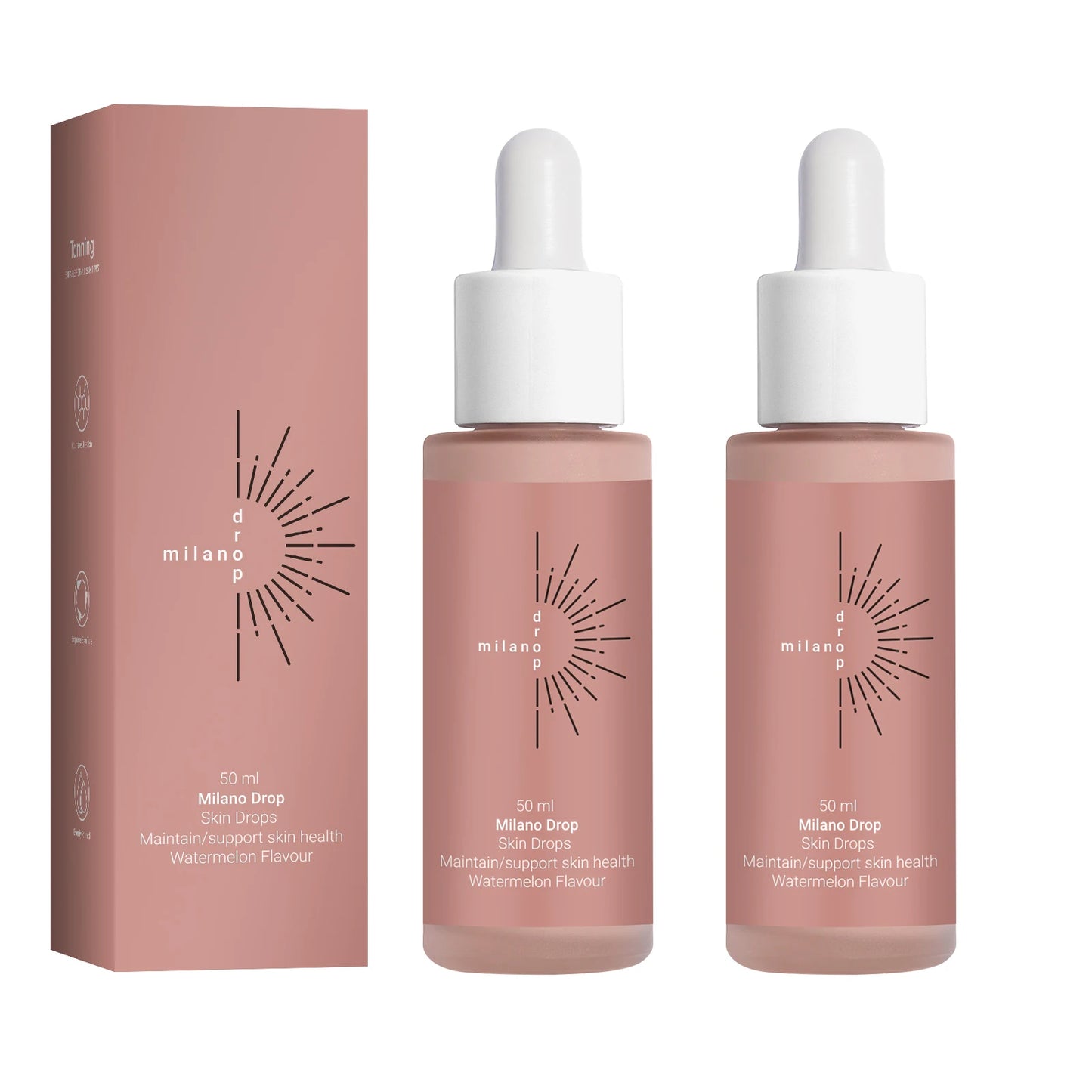 2PCS Self Tanning Drops Enhance Skin Melanin Liquid Bronzer Natural Tanner for Body Face Preventing Sunburn Sunless Tanning