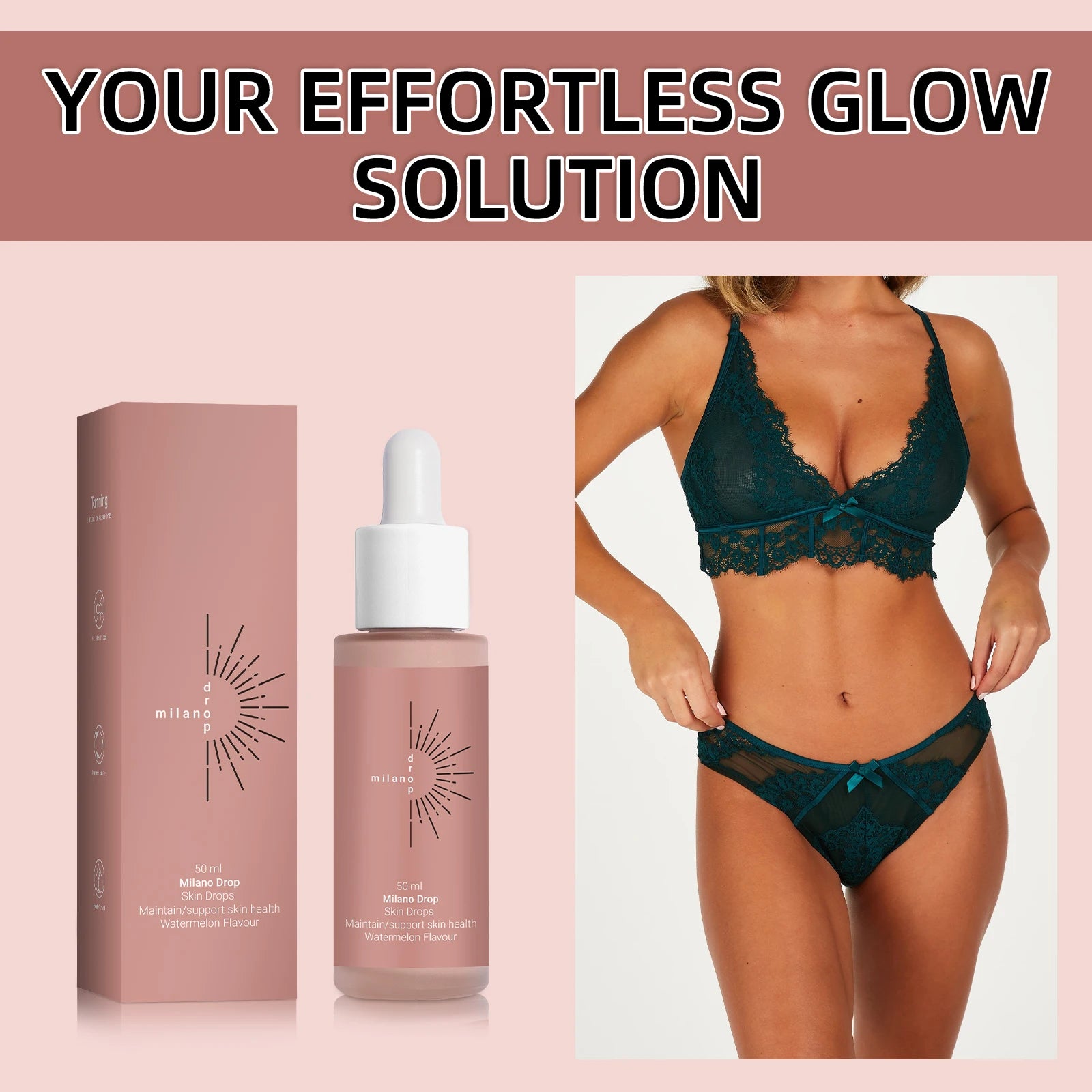 2PCS Self Tanning Drops Enhance Skin Melanin Liquid Bronzer Natural Tanner for Body Face Preventing Sunburn Sunless Tanning