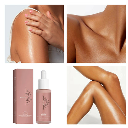 2PCS Self Tanning Drops Enhance Skin Melanin Liquid Bronzer Natural Tanner for Body Face Preventing Sunburn Sunless Tanning